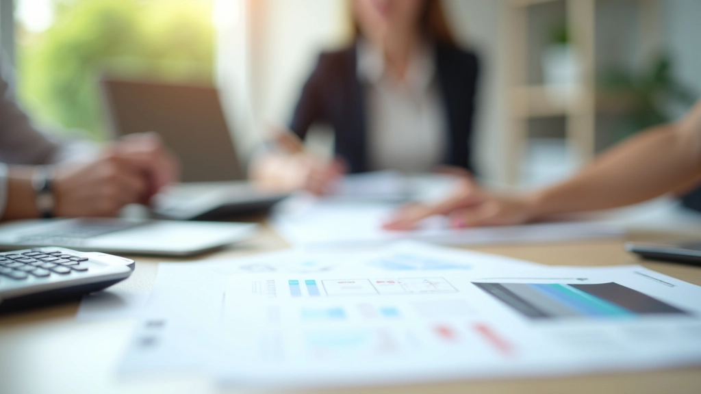 Bureau de travail moderne avec documents fiscaux et ordinateur portable, ambiance professionnelle et claire, photographie de haute qualité
