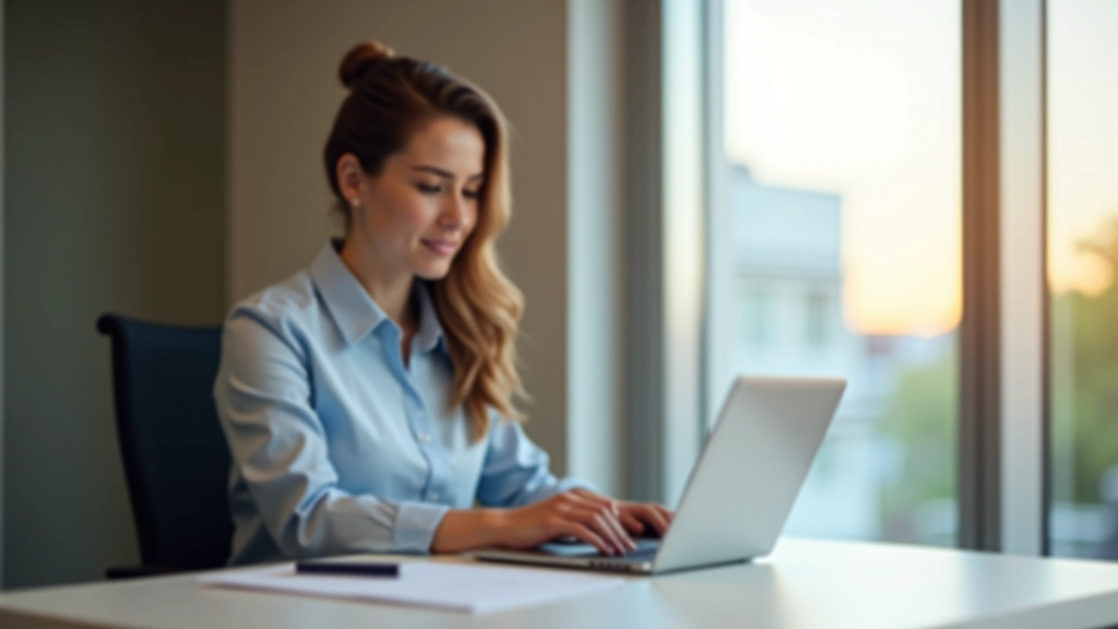 Personne consultant des documents fiscaux sur un ordinateur portable dans un bureau